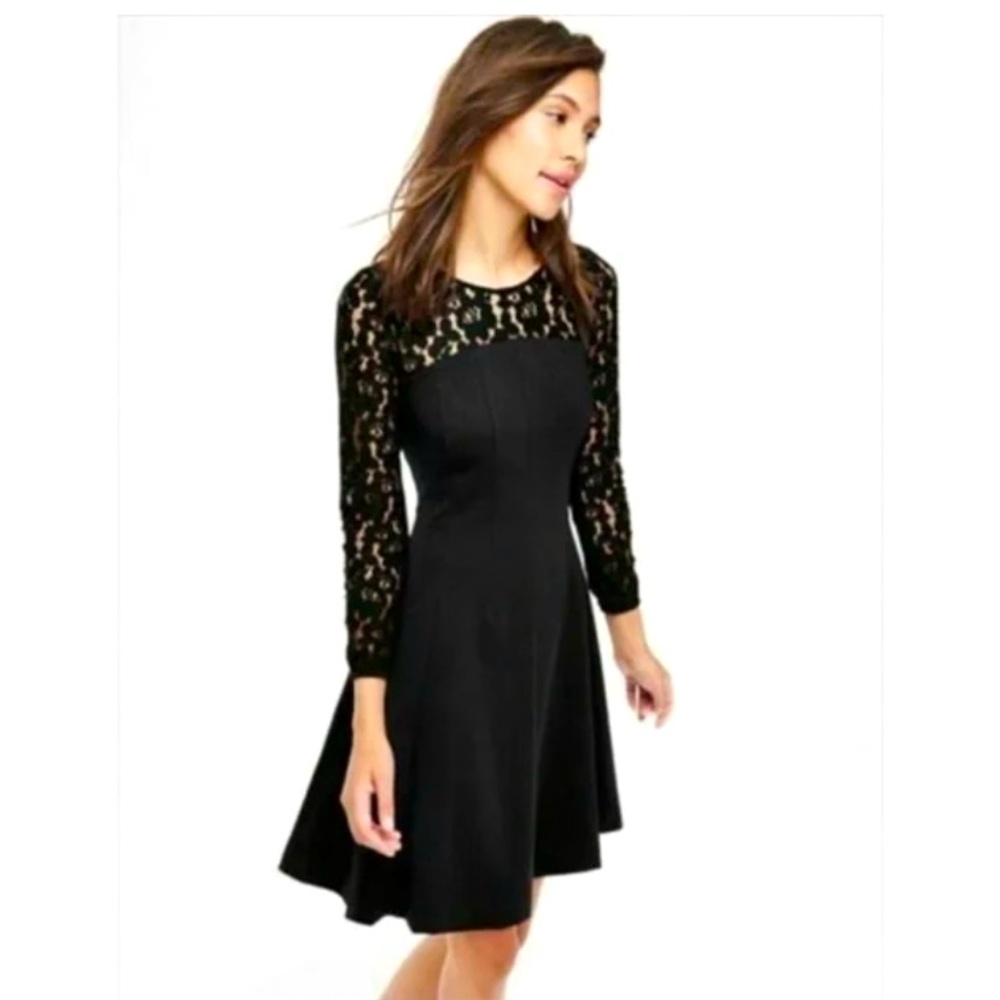 BODEN Selena Lace Top Ponte Fit & Flare Dress Whimsigoth